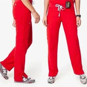 Figs cargo scrub pants in pop red